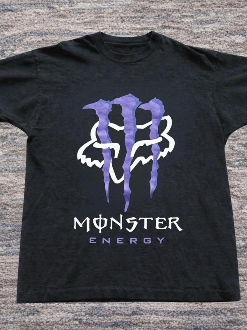 Gildan Black Tee with Purple & White Monster Energy Logo